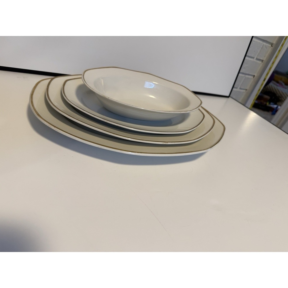 Rare WH Grindley Excelsior Antique Ironstone Octagonal Platters + Oval Bowl 1910 - Picture 2 of 16